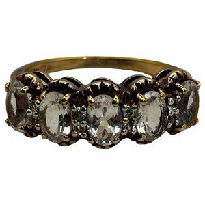 White Topaz and Rose Gold Vermeil Ring Antique Finish SBL 925 India SIZE 9